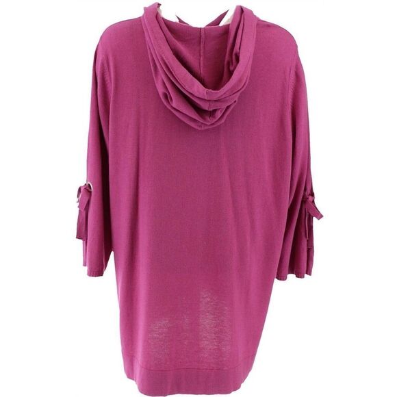 Isaac Mizrahi SOHO 3/4-Sleeve Hooded Tie Sweater - Picture 5 of 6